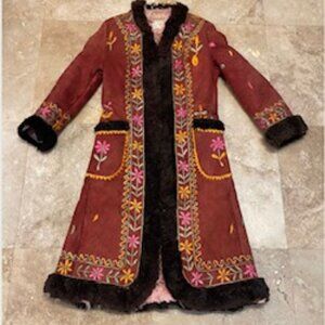 Penny Lane Coat 70s Afghan Coat Embroidered Coat Vintage Coat Boho Hippie Flower